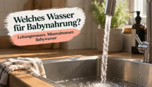 Wasser wird in eine Babyflasche aus Glas gegossen