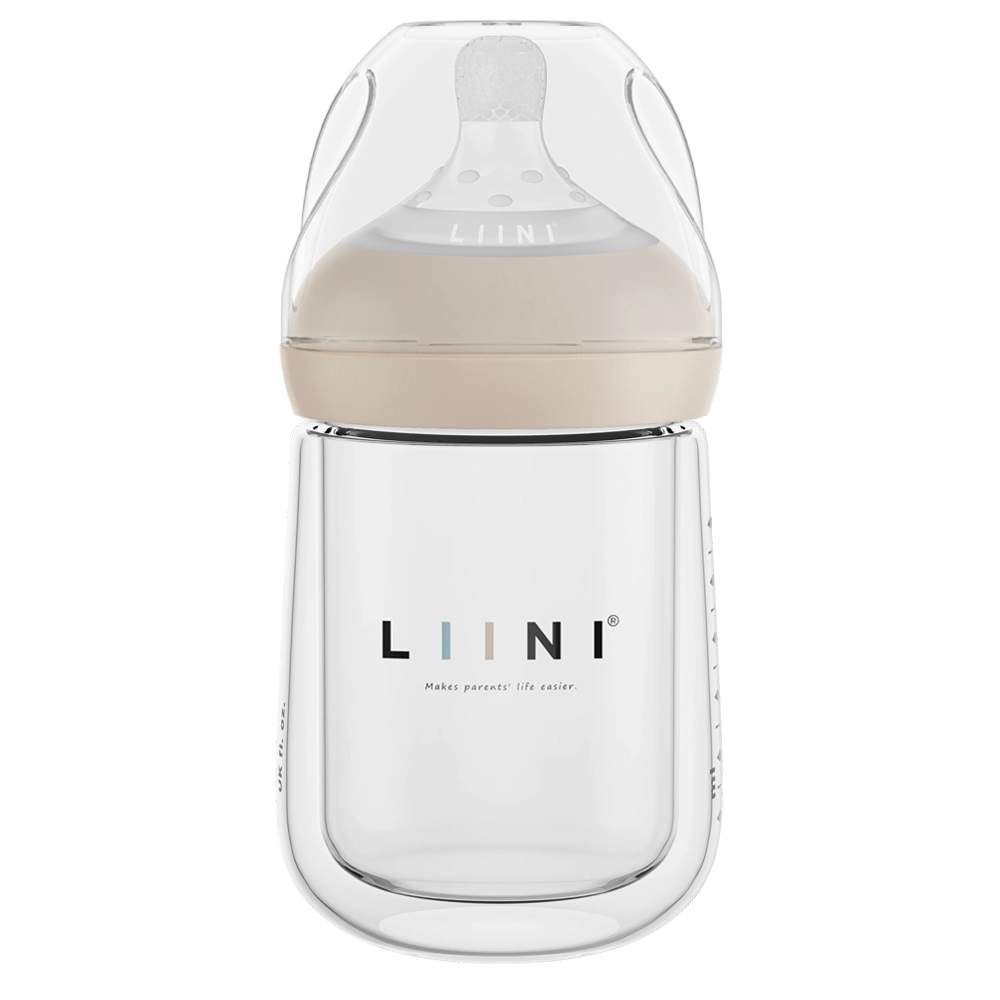 LIINI Babyflasche aus Doppelglas mit Staubschutz 120ml LIINI Babyflasche aus Doppelglas mit Staubschutz 120ml