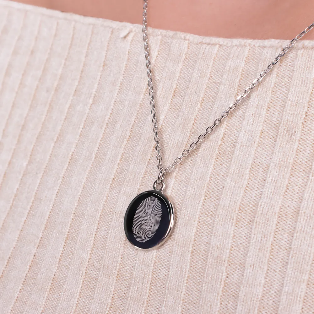 Necklace anchor fingerprint silver Necklace anchor fingerprint silver