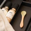 Baby spoon olive green with wooden handle