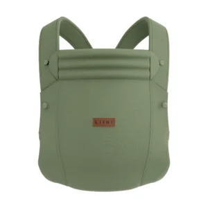 Mutter mit Baby in der LIINI Babytrage olive
