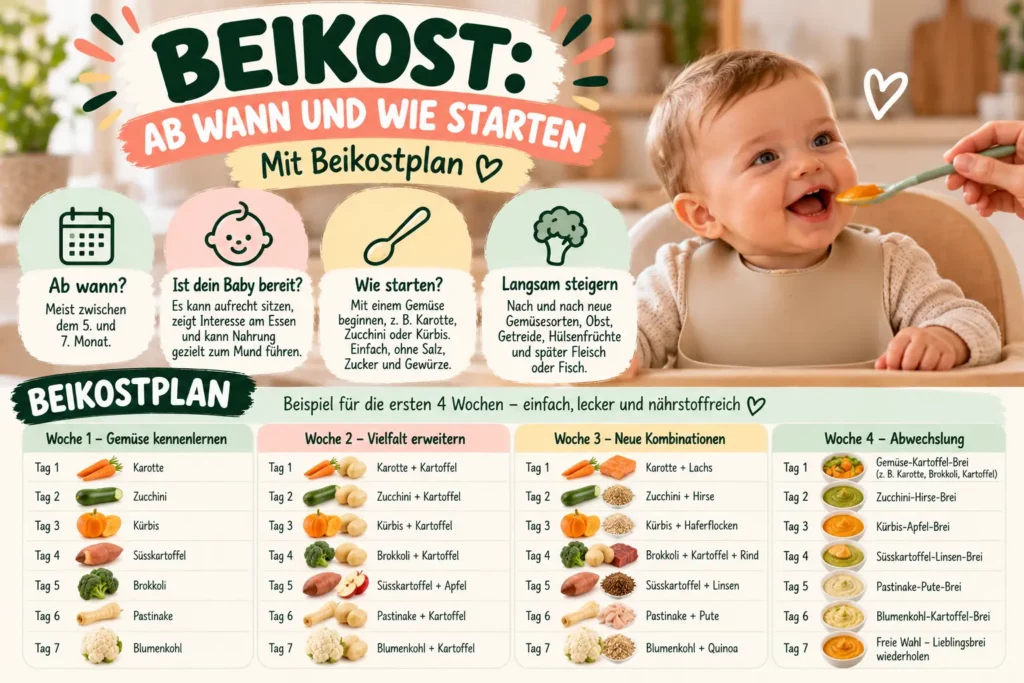 Beikost ab wann? Mit praktischem Beikostplan